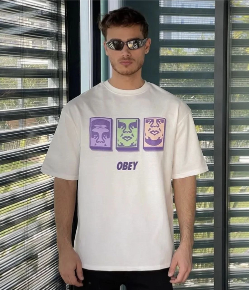 Bisiklet Yaka Baskılı Oversize T-Shirt - Beyaz