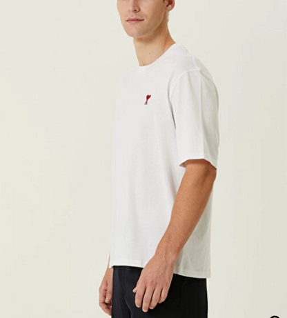 Bisiklet Yaka Baskılı Oversize T-Shirt - Beyaz -