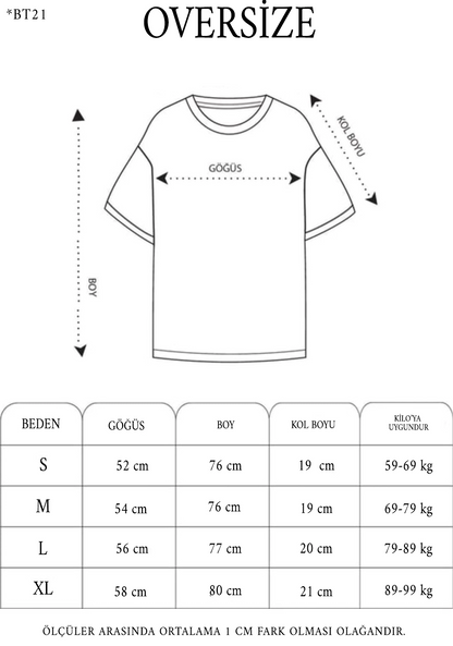 Bisiklet Yaka Baskılı Oversize T-Shirt - Beyaz