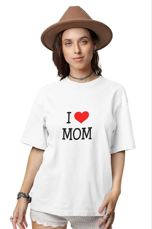 Bisiklet Yaka Baskılı Oversize T-Shirt - Beyaz -