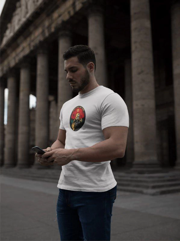 Bisiklet Yaka Baskılı Oversize T-Shirt - Beyaz -