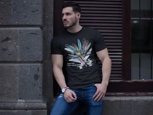 Bisiklet Yaka Baskılı Oversize T-Shirt - Siyah -