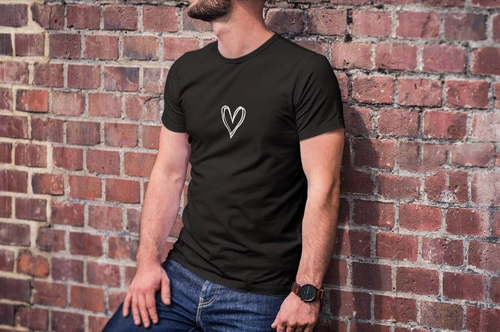 Bisiklet Yaka Baskılı Oversize T-Shirt - Siyah -