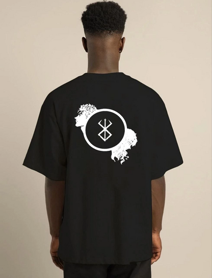 Bisiklet Yaka Baskılı Oversize T-Shirt - Siyah -