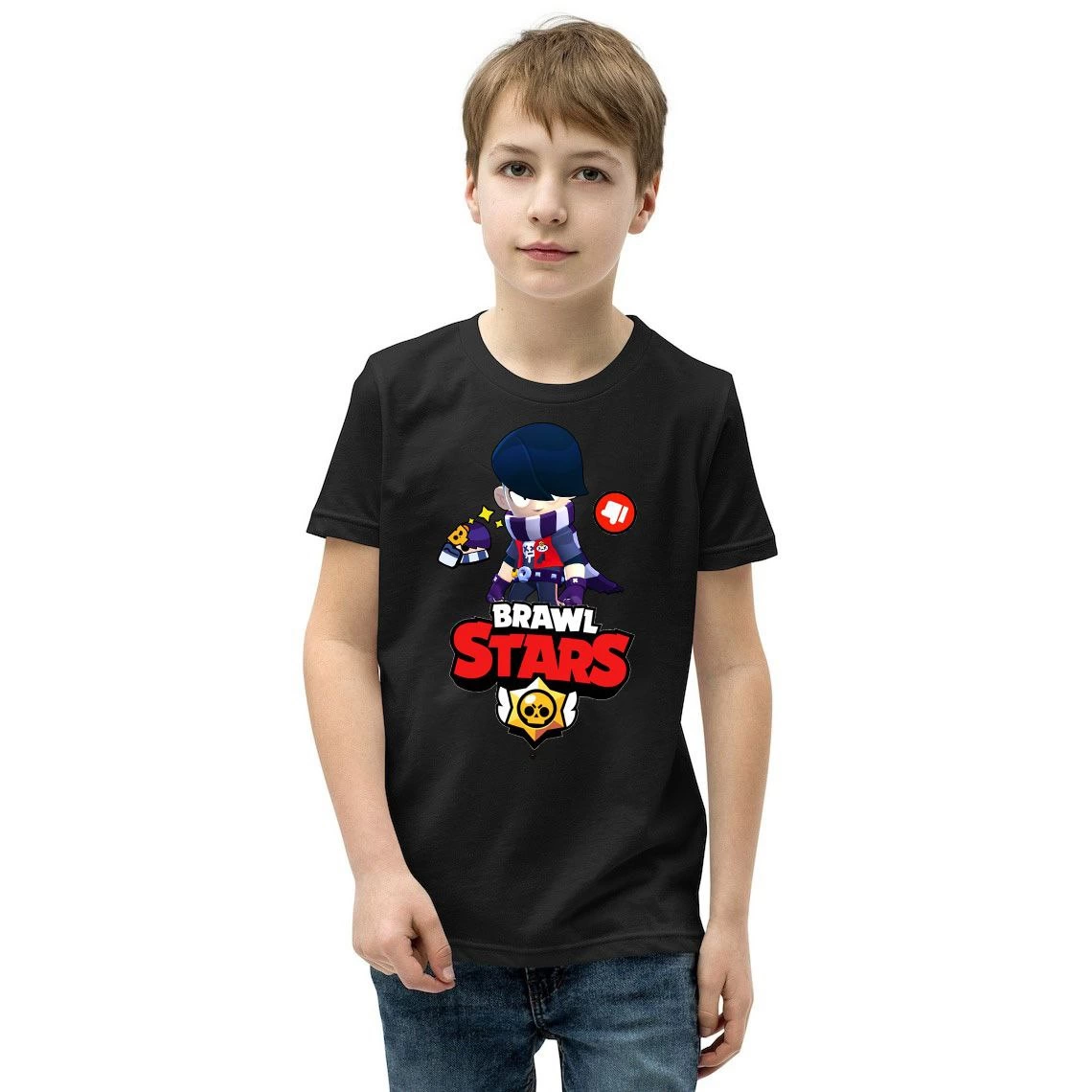 Bisiklet Yaka Kısa Kol Baskılı   T-Shirt - Siyah -