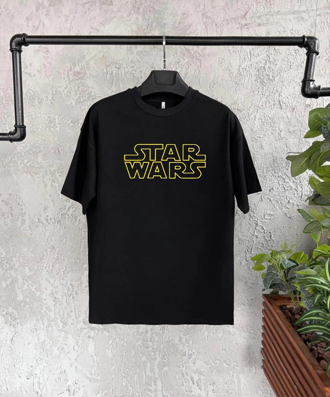 Bisiklet Yaka Kısa Kol Baskılı T-Shirt - Siyah -