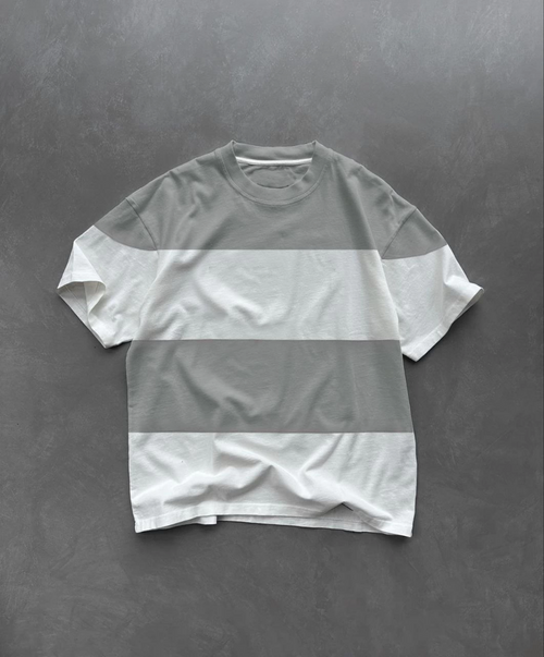 Bisiklet Yaka Parçalı T-Shirt - Gri -