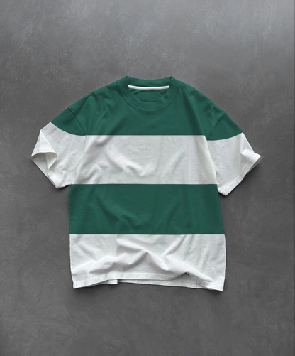 Bisiklet Yaka Parçalı T-Shirt - Yeşil -