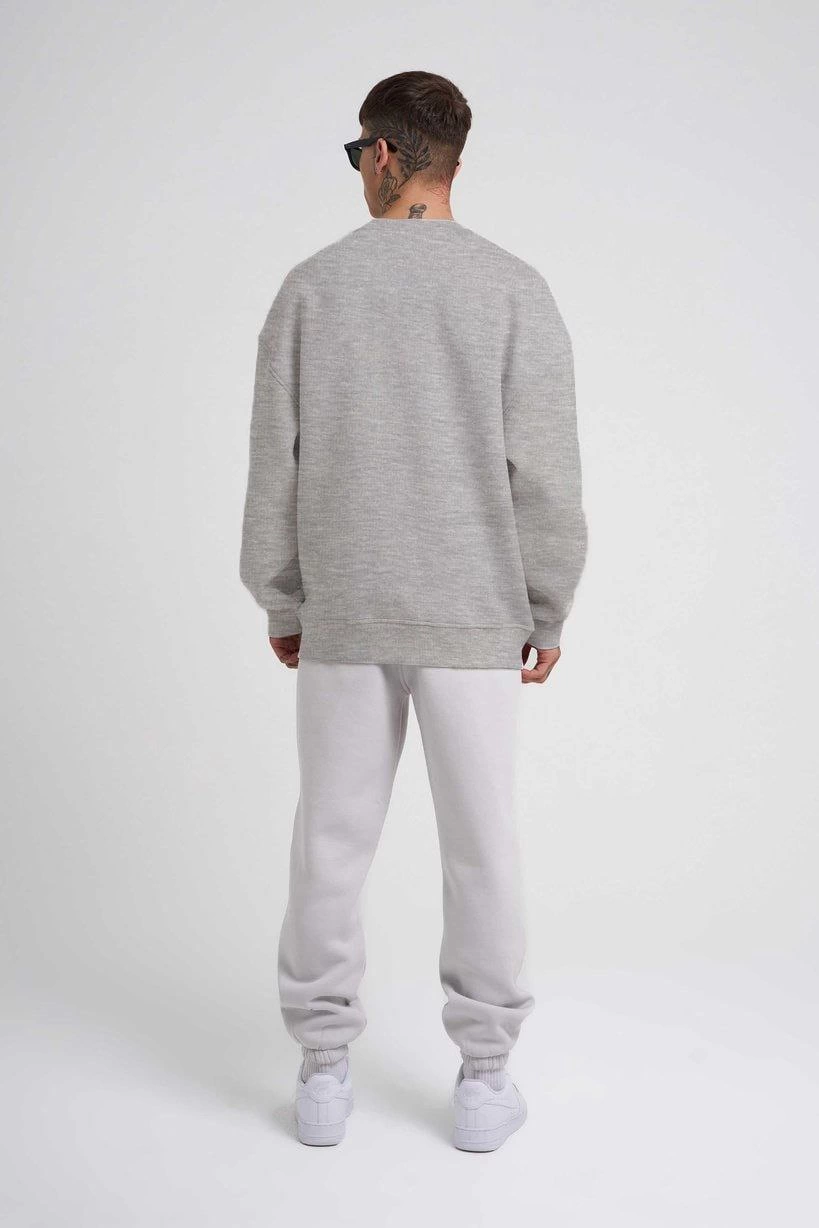 Biskilet Yaka Üç İplik SweatShirt - Gri -