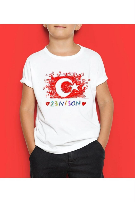 Çocuk Baskılı T-Shirt - Beyaz