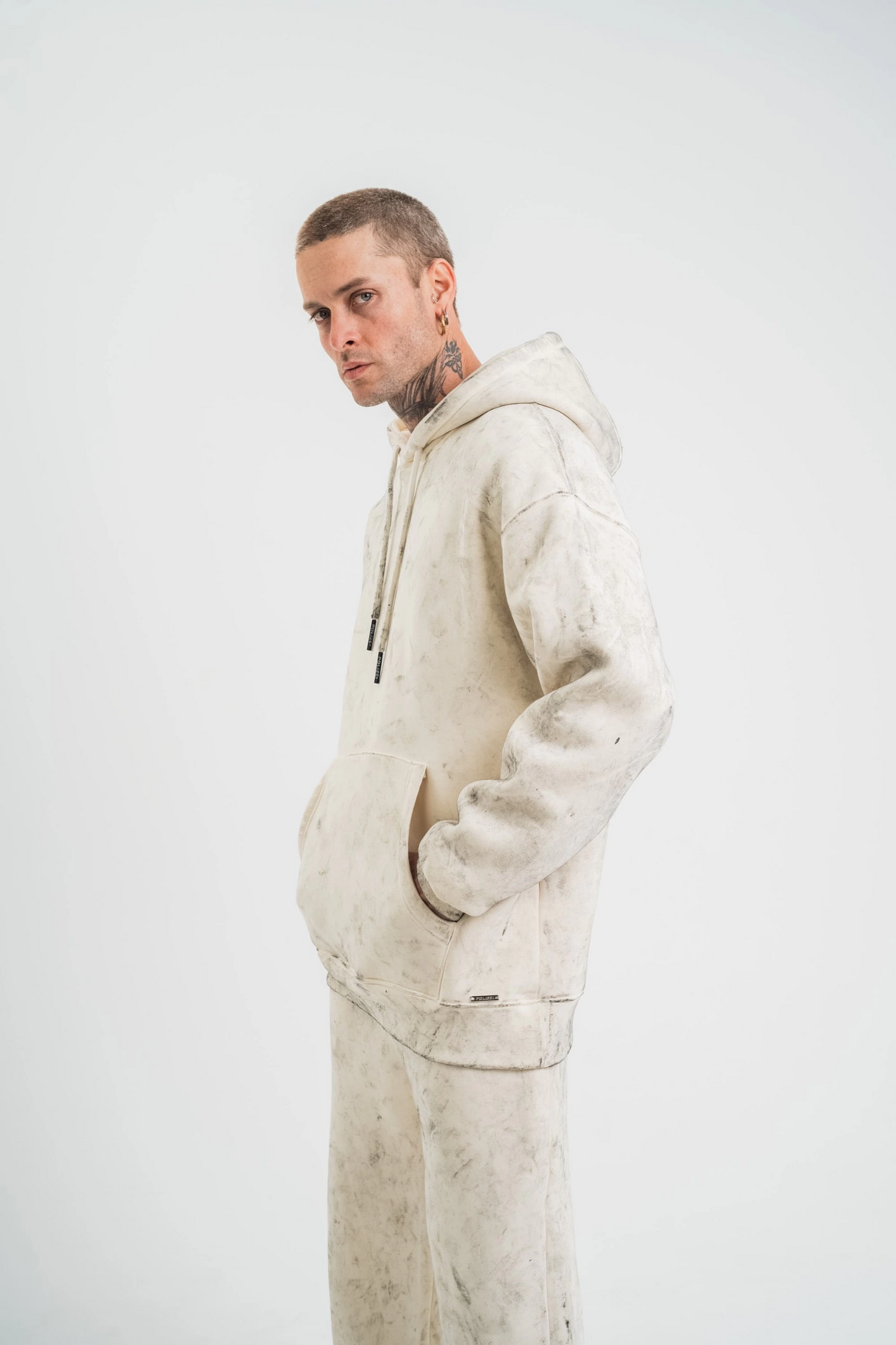 Double Oversize Kapşonlu Yıkamalı SweatShirt - Krem -