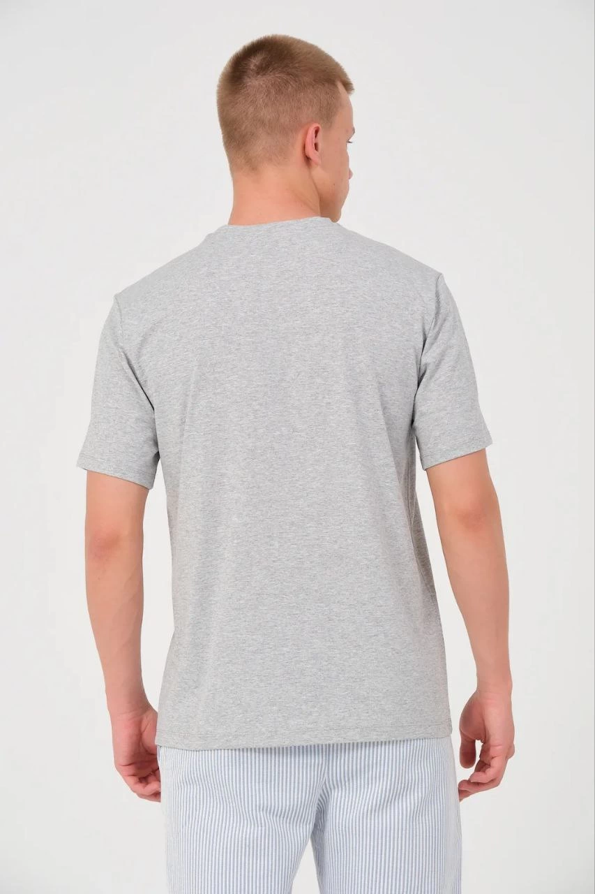Düz Biskilet Yaka Oversize T-shirt - Gri -