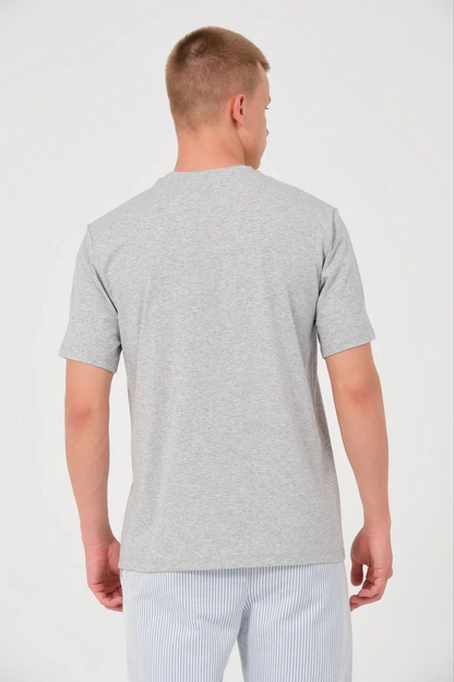 Düz Biskilet Yaka Oversize T-shirt - Gri -