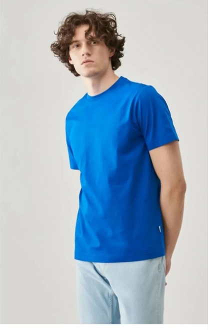 Düz Biskilet Yaka Oversize T-shirt - Mavi -