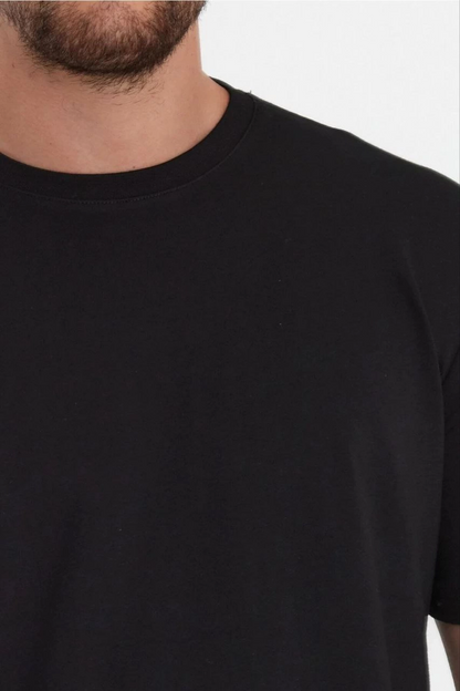 Düz Biskilet Yaka Oversize T-shirt - Siyah -