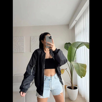 Siyah Bomber Mont - Siyah -