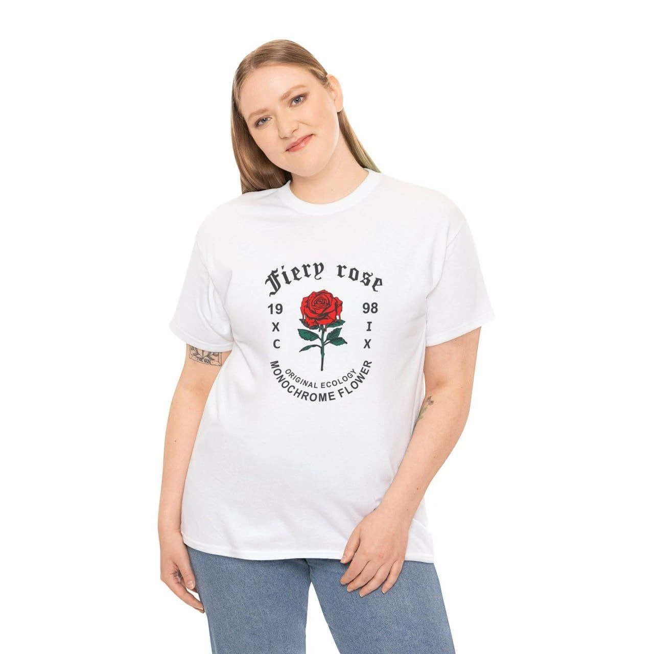 Bisiklet Yaka Baskılı T-Shirt - Beyaz -