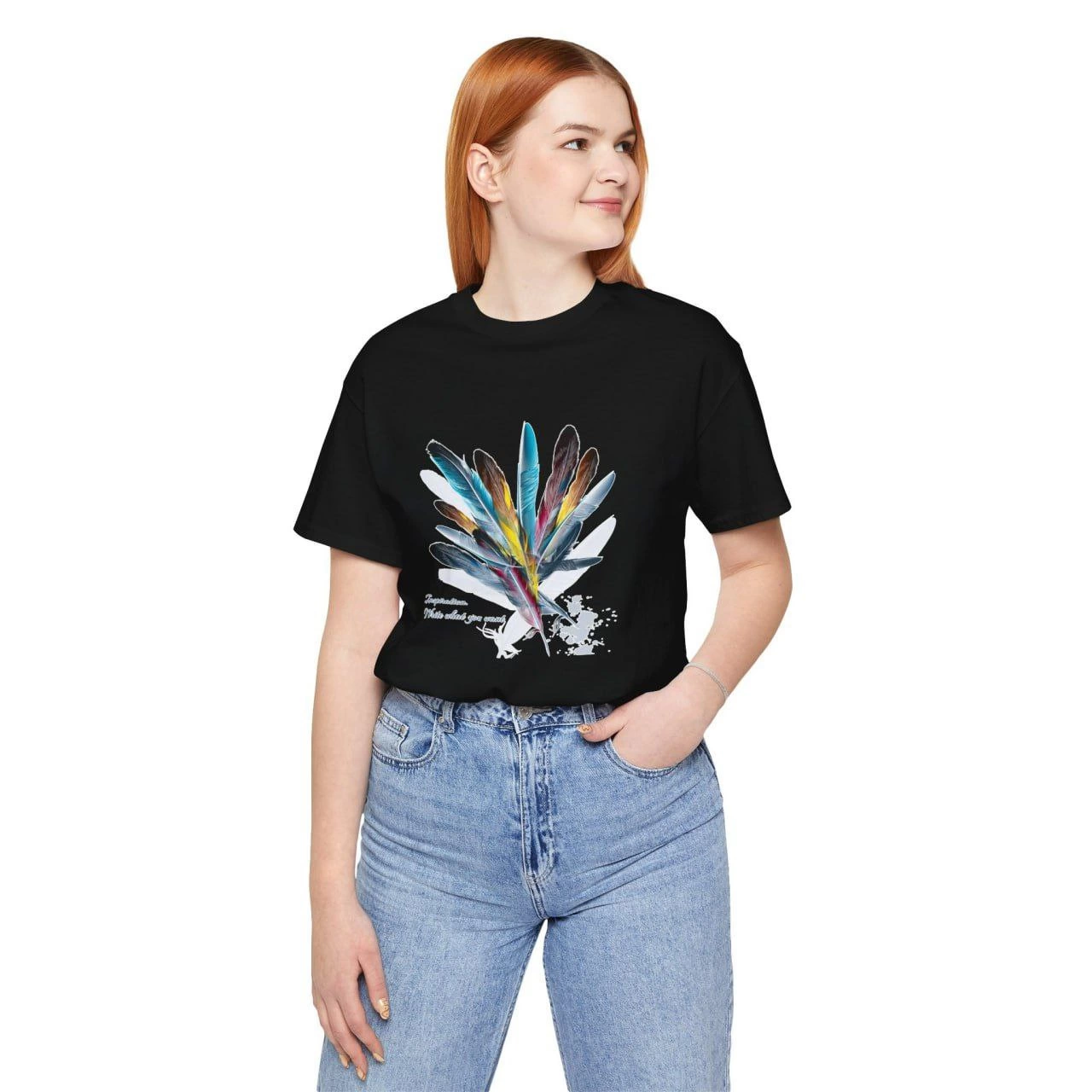 Bisiklet Yaka Baskılı T-Shirt - Siyah -