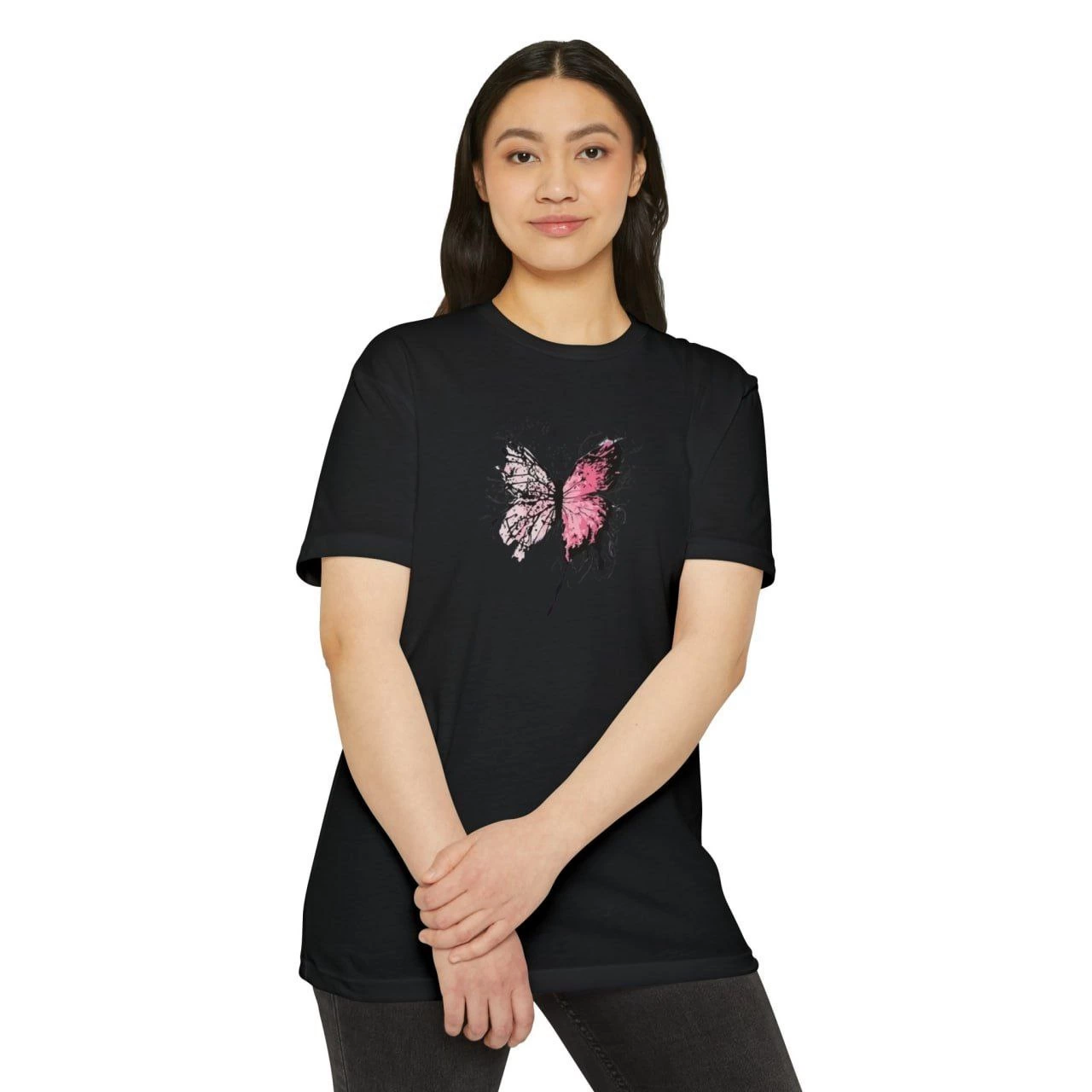 Bisiklet Yaka Baskılı T-Shirt - Siyah