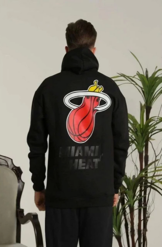 Kapşonlu Baskılı Sweetshirt - Siyah