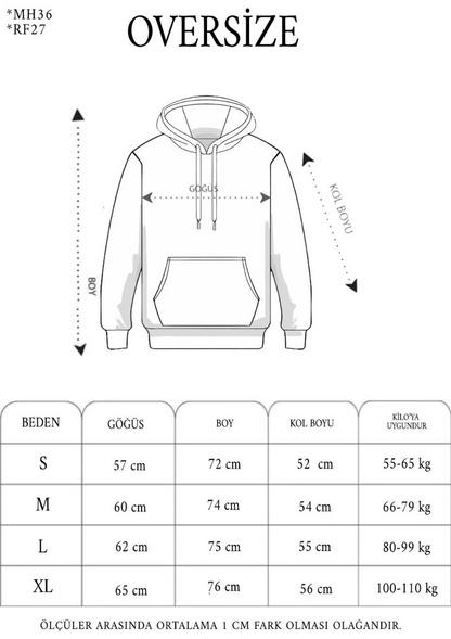 Erkek Nakışlı Kapüşonlu Oversize 3 İplik Pamuklu SweatShirt Hoodie - Füme