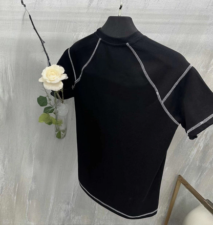 Karoyaka Dikişli Oversize T-Shirt - Siyah -