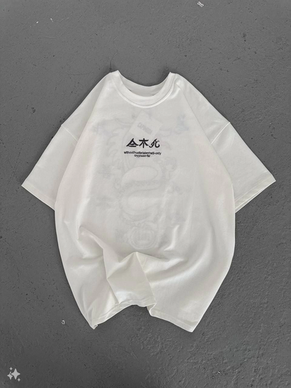 Erkek Bisiklet yaka Baskılı T-Shirt - Beyaz