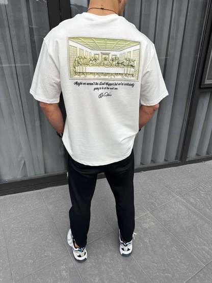 Baskılı Oversize T-Shirt - Beyaz -
