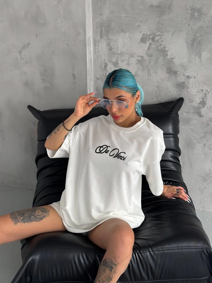 Baskılı Oversize T-Shirt - Beyaz -