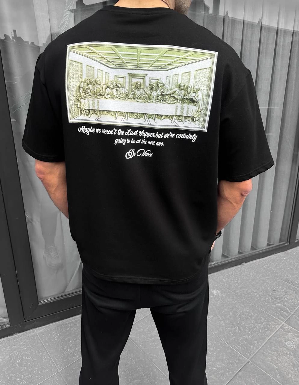 Baskılı Oversize T-Shirt - Siyah -
