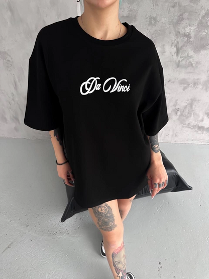 Baskılı Oversize T-Shirt - Siyah -