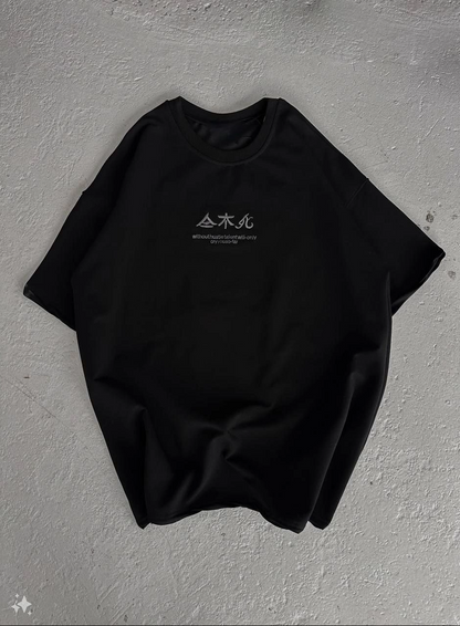 Kadın Baskılı kısa kol Oversize T-Shirt - Siyah
