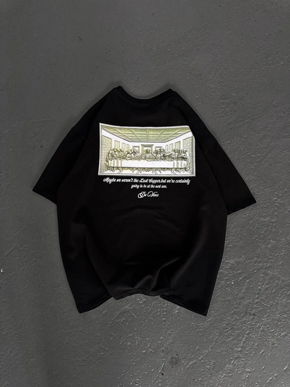 Baskılı Oversize T-Shirt - Siyah -