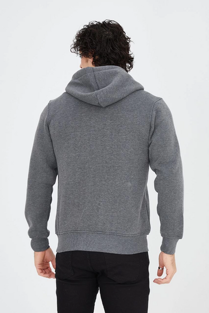 Tam Fermuarlı Kapşonlu  SweatShirt - Füme -