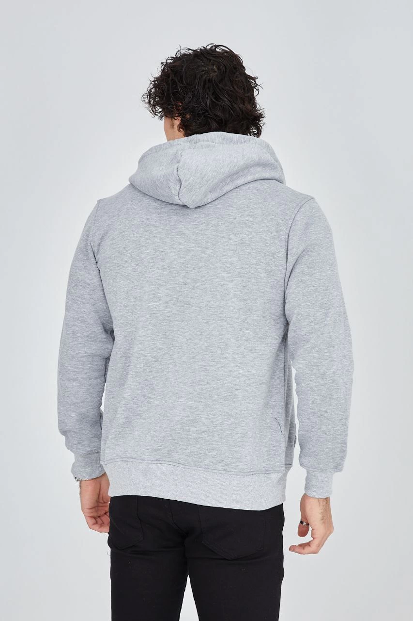 Tam Fermuarlı Kapşonlu  SweatShirt - Gri