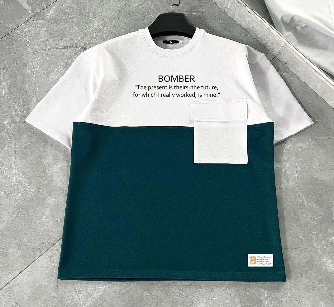 Torba Cep Detaylı  Parçalı T-Shirt - Lacivert -