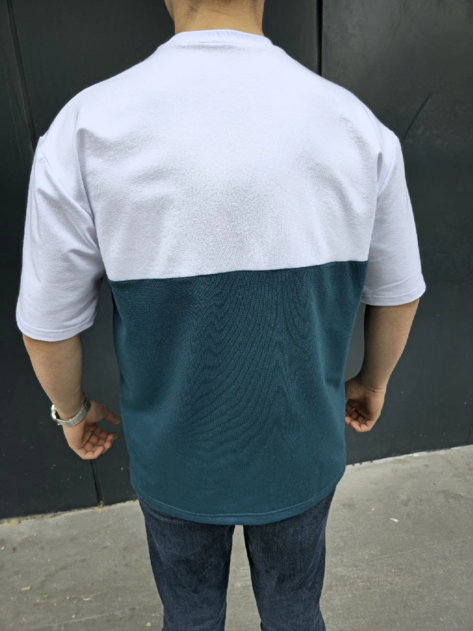 Torba Cep Detaylı Parçalı T-Shirt - Lacivert -