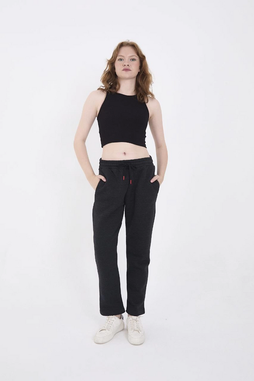 Üç İplik Basic Eşofman Pantolon - Antrasit -