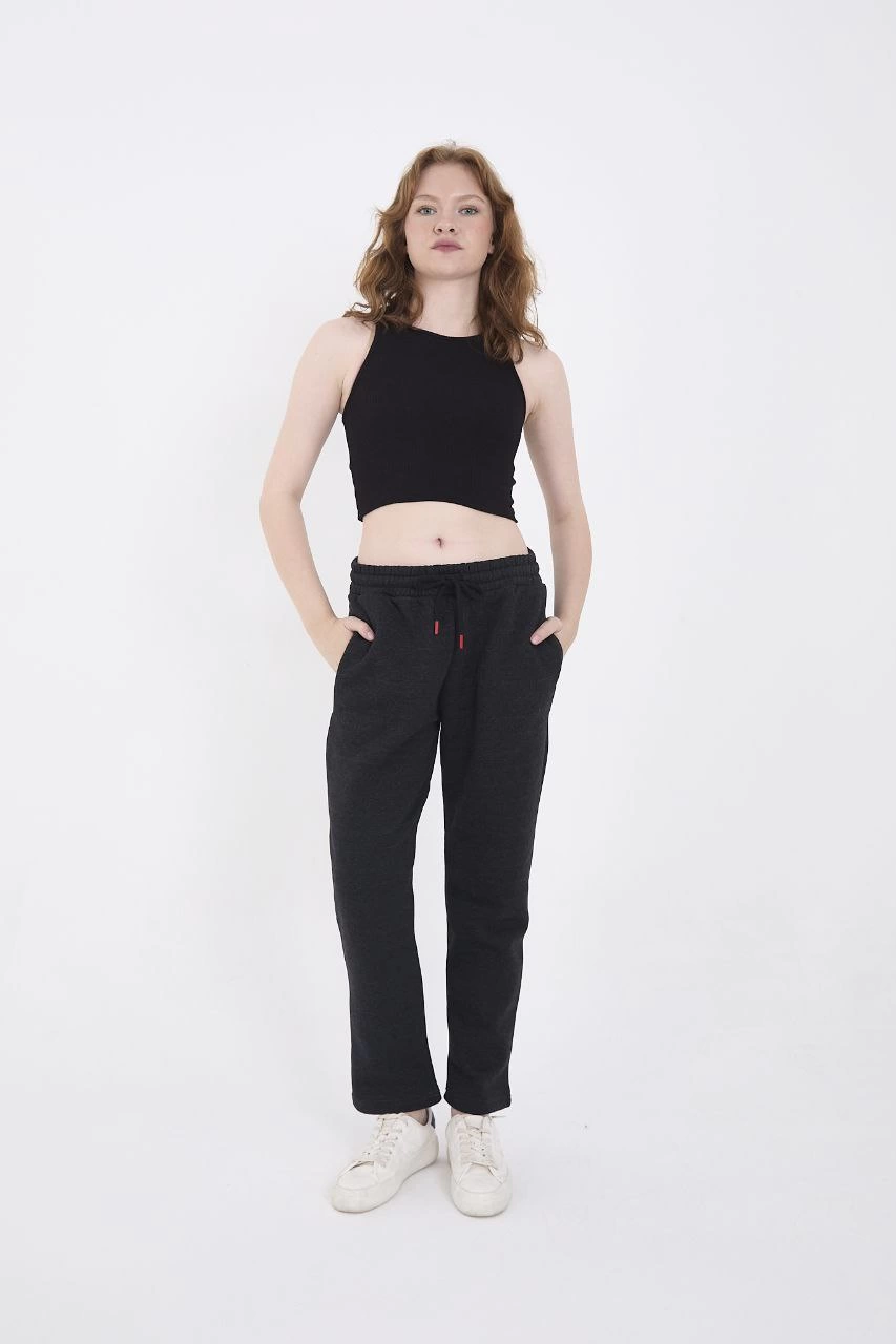 Üç İplik Basic Eşofman Pantolon - Antrasit -