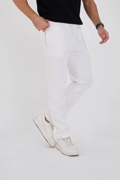 Erkek Üç İplik Basic Eşofman Pantolon - Beyaz
