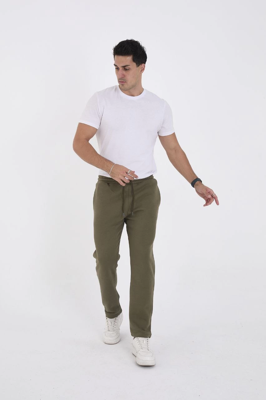 Üç İplik Basic Eşofman Pantolon - Haki