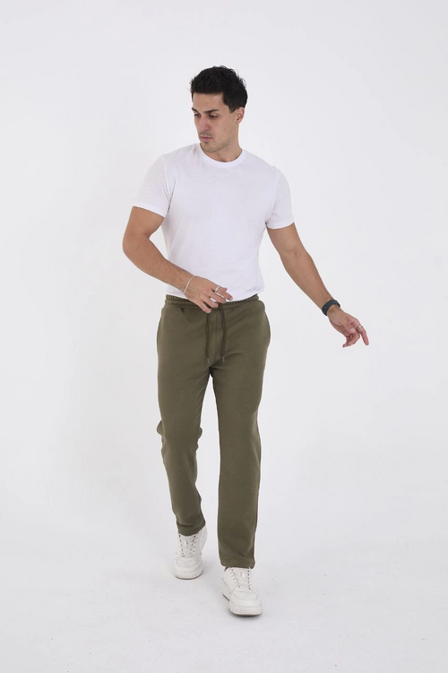 Üç İplik Basic Eşofman Pantolon - Haki