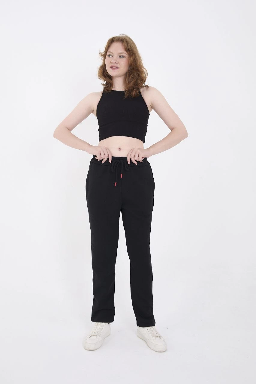 Üç İplik Basic Eşofman Pantolon - Siyah