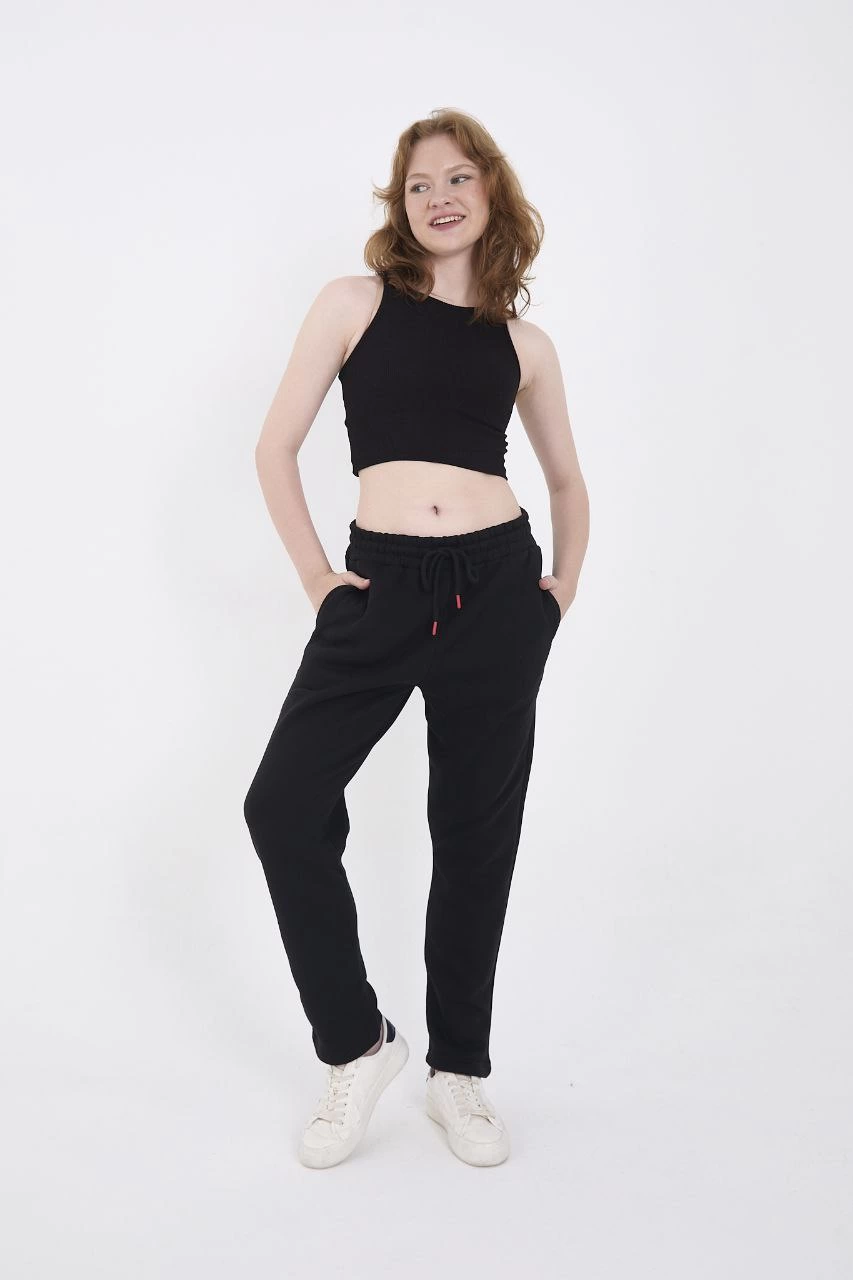 Üç İplik Basic Eşofman Pantolon - Siyah