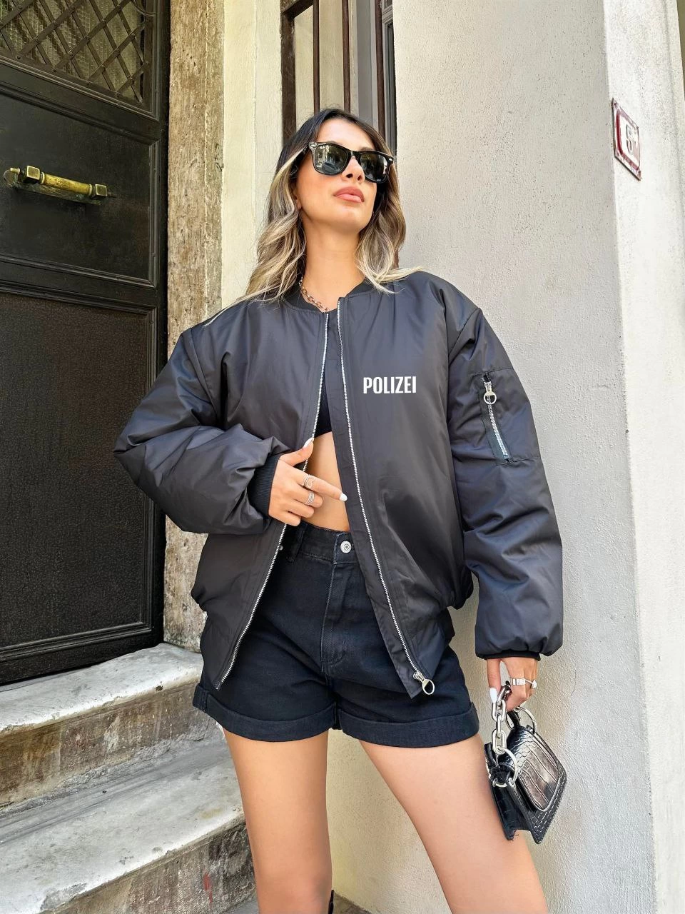 Polizei Bomber Mont  - Siyah -