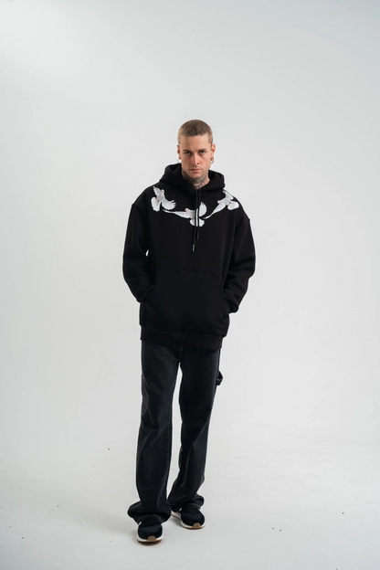 Uzun Kol Bisiklet Yaka Yıkamalı SweatShirt - Siyah -