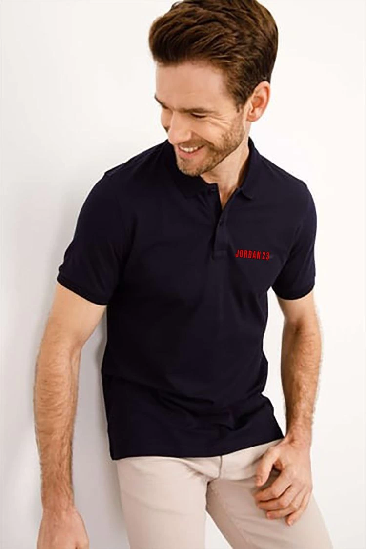 Yakası Düğmeli Yakalı Pike Baskılı T-Shirt - Beyaz -