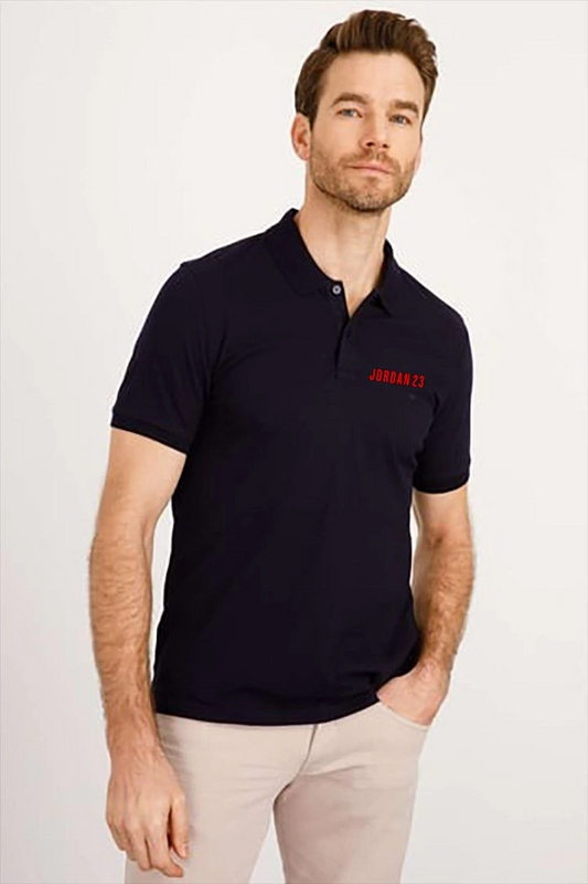 Yakası Düğmeli Yakalı Pike Baskılı T-Shirt - Beyaz -