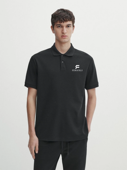 Yakası Düğmeli Yakalı Pike Baskılı T-Shirt - Beyaz -