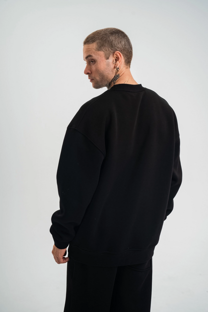 Uzun Kol Bisiklet Yaka Basic SweatShirt - Siyah -